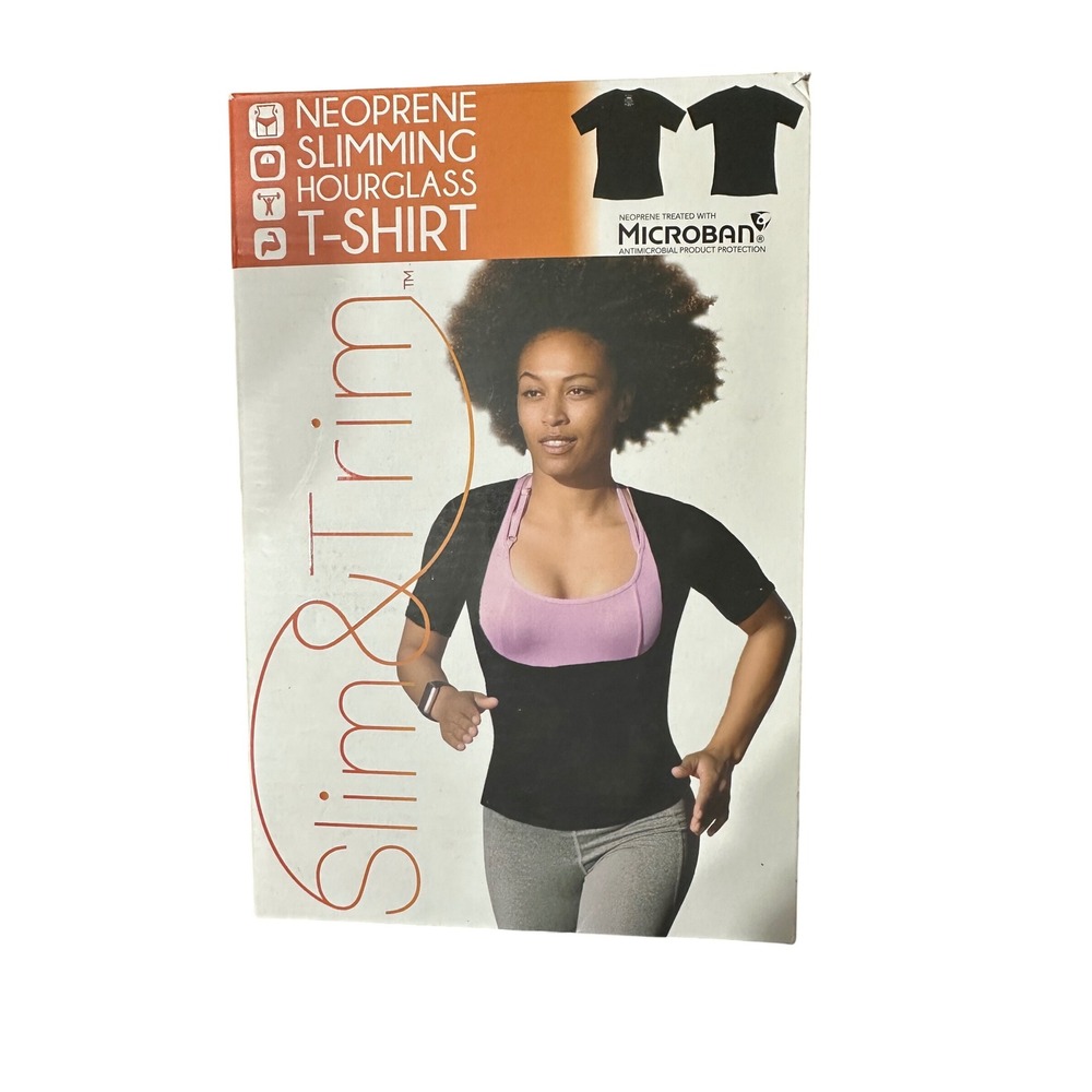 Brand NEW Slim Trim Neoprene Slimming Hourglass T Shirt Black XL Microban